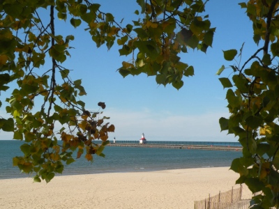 Michigan lighhouse in the fall.