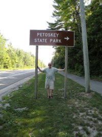Me at entrance to Petoskey State Park.