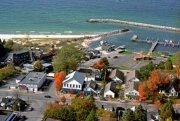 Beach town on west Michigan coast.