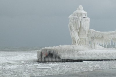 Michigan lighthouse winter. 