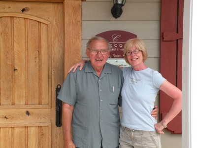 Sue with Madonna's father Anthony Ciccone at his winery Ciccone Vineyard and Winery outside Suttons Bay Michigan.